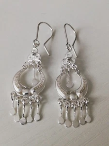 . 970 Solid Silver Women's CANDONGA Filigree Drop Earings New. - Picture 1 of 4