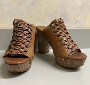 MICHAEL KORS Westley Mule Brown Leather Women’s  Mule Heels Size 9M - Picture 1 of 9