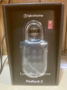 IGLOOHOME Smart Combination Padlock w/Mobile App Waterproof Rechargeable Black - Picture 1 of 15