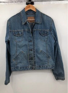 Women's Levi Strauss Blue Trucker Jacket Buttons - Size Medium - Picture 1 of 10