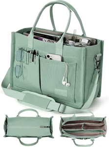 Canvas Tote Bag for Women with Zipper Closure & Individual Compartments for Work - Picture 1 of 5