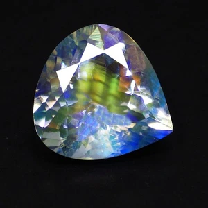 Pietra di Luna Arcobaleno Sfaccettata Naturale 2,62 Ct Cuore Pera Impressionante Qualità Superiore (9 x 9) - Foto 1 di 7