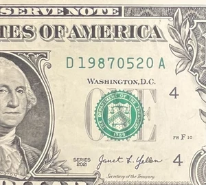 May 20, 1987 (D 19870520 A) BIRTHDAY Note $1 One Dollar Bill - Picture 1 of 3