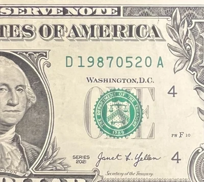 May 20, 1987 (D 19870520 A) BIRTHDAY Note $1 One Dollar Bill - Image 1 of 3