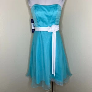 Alfred Angelo Bridesmaid Dress 8 Blue Strapless Fit & Flare Special Occasion NEW - Picture 1 of 9