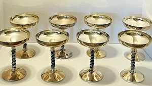 Set of 8  Vintage Valero Goblets Spain Silver Plated Twisted Stem Antiques 1960 - Picture 1 of 18