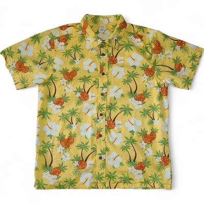 Camisa hawaiana familiar a juego Gymboree 2011 amarilla tropical piñas para hombre larga Foto 1 de 4