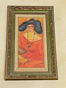Chaïm Soutine RE-MAKE | Gouache on Paper of Lady in Red Dress by Unknown in 1967 - Picture 1 of 10