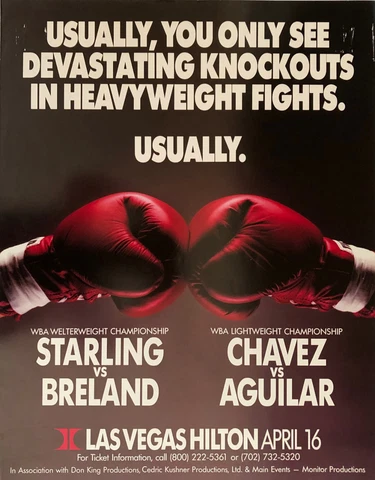 Vintage Original Julio Cesar Chavez vs Rodolfo Aguilar Boxing Fight Poster Cover