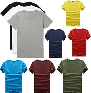 Men's Plain Blank Premium heavy Cotton T-shirt Basic Tee Short Sleeve New AU - Picture 1 of 19