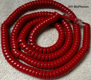 Cherry Red Long Handset  Cord Wall Phone Curly Coil Spiral Receiver RD 25Ft - Picture 1 of 8