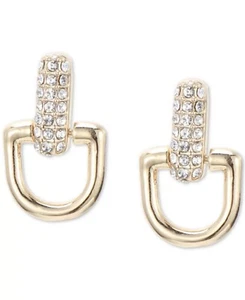 NEW AUTHENTIC CHARTER CLUB GOLD-TONE PAVE CRYSTAL HORSE BIT DROP EARRINGS NWT - Picture 1 of 4
