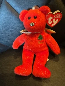 Ty Jingle Beanies "Gift" the Red Bear Christmas Ornament 5 1/2" 2005 - New - Foto 1 di 4