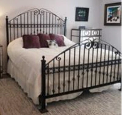 wrought iron headboard and footboard, black, king size - Image 1 of 2