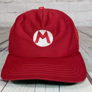 Cappello Vintage Nintendo Super Mario Bros Rosso Snap Back Maglia Trucker Cap Made in USA - Foto 1 di 8