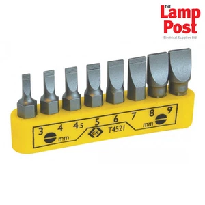CK Tools T4521 Screwdriver Bit Clip Set - 8 Piece Slotted Screwdriver Bits - Picture 1 of 2