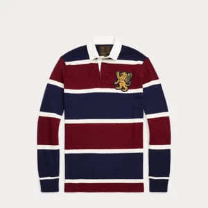 Polo Ralph Lauren Rugby Shirt Long Sleeve XXL blue wine Striped RRP £229 320G - Picture 1 of 7