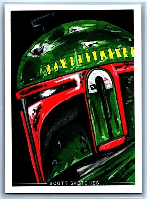 Boba Fett Sketch Card - Scott Sketches Trading Card Print Fan Art - Image 1 of 3