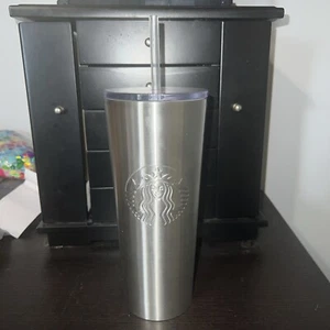 Starbucks 2020 Brushed Silver Tumbler Cold Cup Edelstahl 24 oz mit Deckel & St - Bild 1 von 5