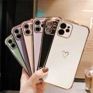 Girl's Cute Heart Case 11 12 Pro Max XR X XS For iPhone Phone Cover Shockproof - Picture 1 of 19