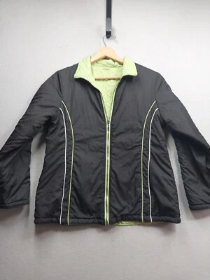 Abrigo SJB Active Para Mujer Grande Negro y Verde Reversible Cremallera Completa Chaqueta Foto 1 de 4