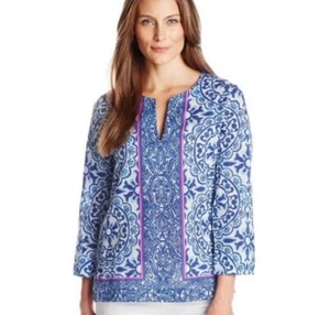 Lilly Pulitzer Amelia Island Tunic Pooling Around Tunic 100% Cotton Top Large - Picture 1 of 8