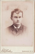 Vtg Victorian Cabinet Card by Fisher Dapper Young Man Claremont NH 362-112