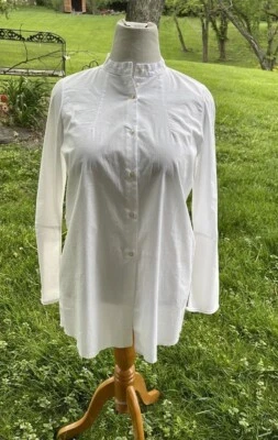 Kristensen Du Nord NWT Women's White Collared Long Sleeve Button-Up Shirt Size 2 - Image 1 of 4