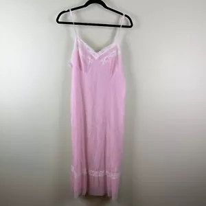 VTG Margret Sz Small Pink Nylon Satin Sissy Nylon Full Slip Pleated Nightgown - Picture 1 of 7