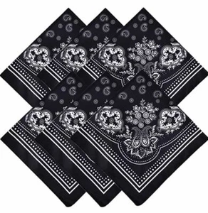 Black Bandanas Face Scarf Cover - PACK OF 9 - Picture 1 of 4
