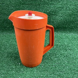 Vintage Tupperware Orange Pitcher 800-6 Push Button Lid 801-10 - Picture 1 of 11