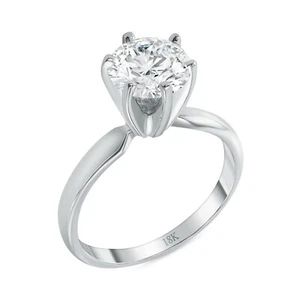 5/8 Ct Round Cut Lab Grown Diamond Solitaire F/VS Ring Solid 18K White Gold - Picture 1 of 3