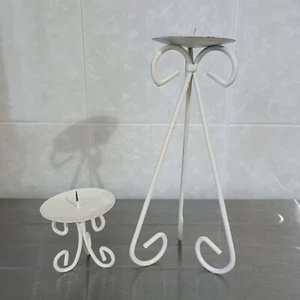 2 Candelabri Shabby In Ferro Battuto Grande 21 Cm E 7 Cm Usati Candela Natale - Foto 1 di 3