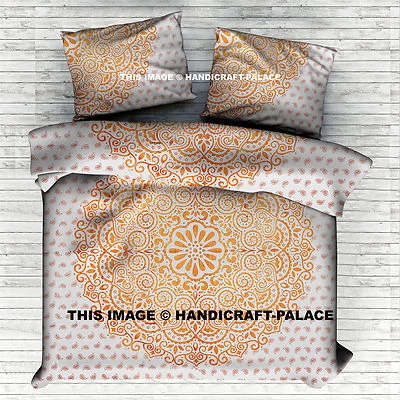 Indian Cotton Mandala Duvet Covers Reversible Queen Size Quilt Cover Bedding Set - Image 1 of 2