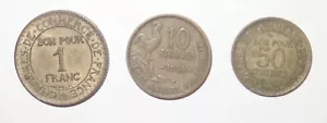 LOT of 3 FRANCE COINS~1923 1 FRANC ~1955 10 FRANCS ~ 1922 50 CENTIMES COIN - Picture 1 of 2