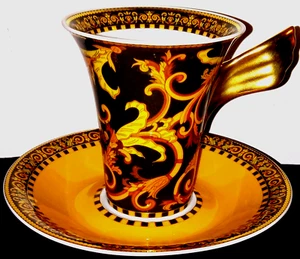 Versace / Rosenthal Studio-Line Teetasse & Untertasse schwarz-gelb Barocco - Bild 1 von 12