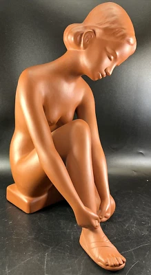 Large Midcentury Nude Figure by Arthur Möller for Wormser Terra Sigillata 13x10" - Image 1 of 4