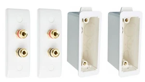 Placa de pared de altavoz AV de audio de 2 postes x 2. Arquitrabe. Slimline blanco. Sin soldadura. - Imagen 1 de 8