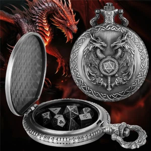 7pcs Mini DND Dice Metal D&D RPG Dungeons & Dragons Games Accessory Pocket Case - Picture 1 of 12