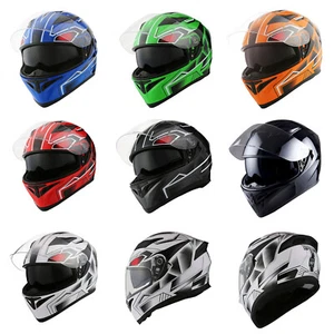 1Storm Motocicleta Cara Completa Doble Visera Casco Interior Parasol Protector DOT HJK316 - Imagen 1 de 11
