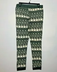 Women's Bodycandy Thermal Leggings Winter Design Green/White Size XL - Picture 1 of 3