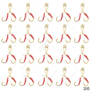  40pcs Fishing Gold 4x Assist Hooks Size 2/0 for butterfly vertical jigs Bulk pk - Picture 1 of 4