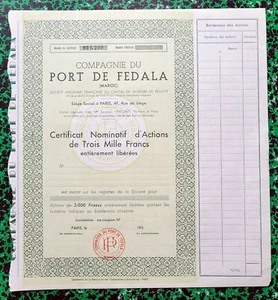 Maroc - Fedala Siège à Paris - Secteur Maritime Compagnie du Port de 1950 - Picture 1 of 1