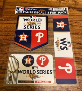 2022 World Series Multi-Use Die Cut Decal 3 Pack NEW Wincraft Astros vs Phillies - Picture 1 of 5
