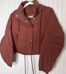 Boutique Womens CROPPED TRENCH COAT S/M  Brown Lined Snap Zip Quality NEW - Picture 1 of 13