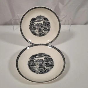 Wedgwood of Etruria Lugano schwarz flache Müslischalen X2-6,75" breit 1" tief Sehr guter Zustand - Bild 1 von 24