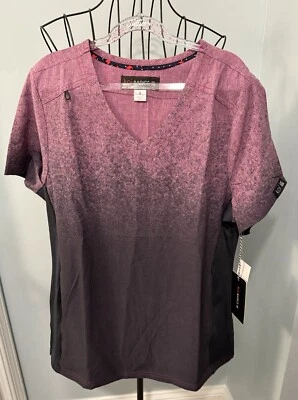 NEW Koi Basics Cali Heathered Azalea Charcoal Ombre Small S scrub top women - Image 1 of 4