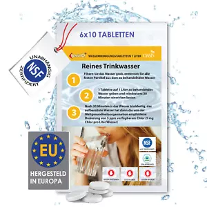 LevinQ 60 x Wasserreinigung tabletten *NSFgeprüft* 100% keimfreies Trinkwasser - Bild 1 von 10