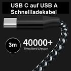 3m USB-C 3A Ladekabel Datenkabel USB Schnellladekabel Nylon