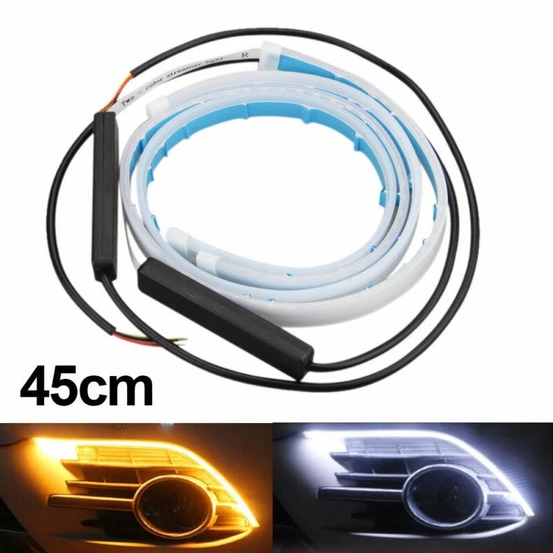 2X 45cm flexibler LED Soft Streifen Tube DRL Tagfahrlicht Blinker Lampe Leuchte - Bild 1 von 1